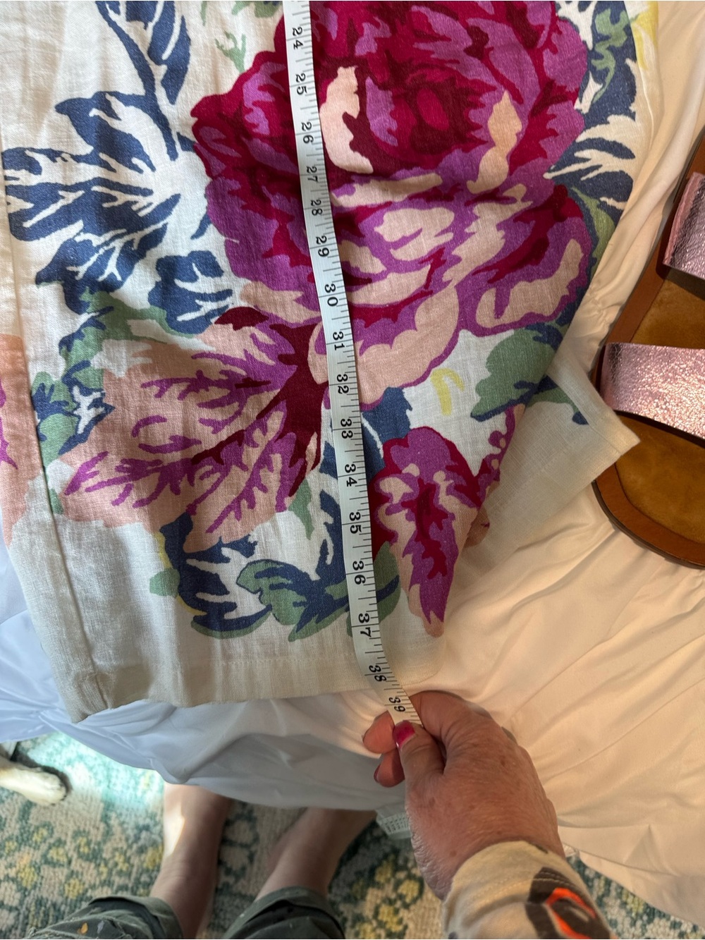 Anthropologie The Somerset Floral Wide-Leg Pull-On Linen Blend Pants LARGE - Picture 15 of 16